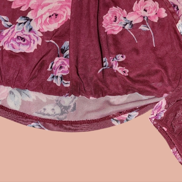 NO BOUNDARIES Womens Long Sleeve Boho Floral Lace Trim Keyhole Shirt Sz. XS (1) - Picture 4 of 5